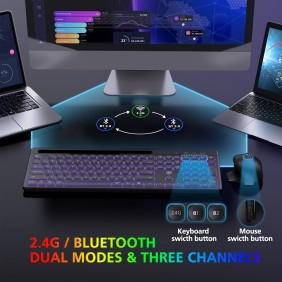 Micropack AKM-240W Bluetooth & Wireless Combo Keyboard & Mouse, Can connect to 3 devices simultaneously, Backlit Keyboard