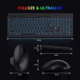 Micropack AKM-240W Bluetooth & Wireless Combo Keyboard & Mouse, Can connect to 3 devices simultaneously, Backlit Keyboard