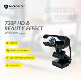 Micropack MWB-16 Webcam, 720P HD with 1 Million Pixels & Beauty Effect, Built-in Mic