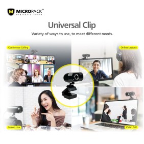 Micropack MWB-16 Webcam, 720P HD with 1 Million Pixels & Beauty Effect, Built-in Mic