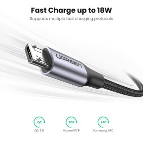 UGREEN USB-A to Micro USB Braided Cable & Aluminum Body, Fast Charge, 1.5M - US290 60147