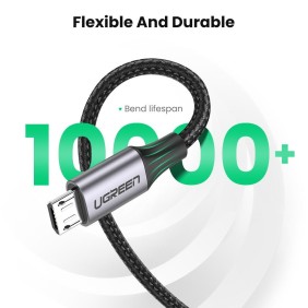 UGREEN USB-A to Micro USB Braided Cable & Aluminum Body, Fast Charge, 1.5M - US290 60147