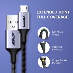 UGREEN USB-A to Micro USB Braided Cable & Aluminum Body, Fast Charge, 1.5M - US290 60147