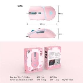 Fantech VX7 CRYPTO, Advanced Sensor 8000DPI, RGB Lighting, Wired Gaming Mouse (Pink)