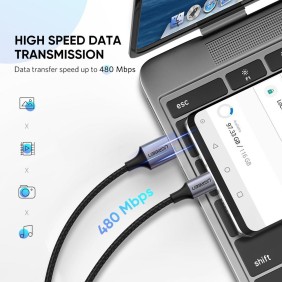 UGREEN USB-A to USB-C Braided Cable & Aluminum Body, Fast Charge, Available in 1M, 1.5M, 3M - US288 60126 60127 60408