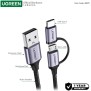 UGREEN 2 IN 1 USB-A to Micro-USB + USB-C Braided Cable & Aluminum Body, Fast Charge 1M - US177 30875