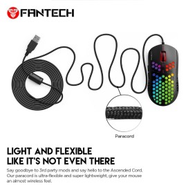 Fantech UX2 RAPTOR, PIX ART 12000DPI, Ultra light weight, RGB Lighting, Ultimate Wired Gaming Mouse with free pouch