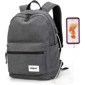 Kinmac Backpack KMB438 Gray Canvas, Fashion Design, High Quality, Soft Interior Lining & Water-resistant