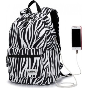 Kinmac Backpack KMB440 Zebra, Fashion Design, High Quality, Soft Interior Lining & Water-resistant