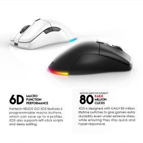 Fantech XD5 HELIOS GO, Dual Mode Wired & Wireless Gaming Mouse, 19000DPI, Ultra light weight, Built-in Rechargeable Battery