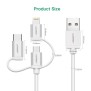 UGREEN 3 in1 USB-A to Lightning + USB-C + Micro-USB Braided Cable & Aluminum Body, MFI Apple Certified, 1.5M - US186 50203