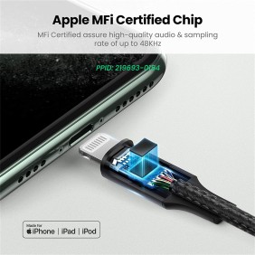 UGREEN Lightning to 3.5mm Aux Cable 1M, MFI Apple Certified, Nylon Braided & Aluminum Body - US315 70509