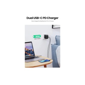 UGREEN 66W GaN Tech Chip, Dual USB-C Charger for Phones, Tablets, Ipads, Laptops & MacBooks - CD216 70867