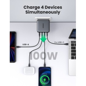 UGREEN NEXODE 100W GaN Tech Chip, 4 Ports Charger for Phones, Tablets, Ipads, Laptops & MacBooks - CD226 40747