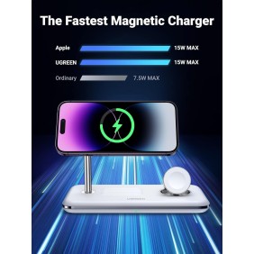 UGREEN 25W 3-In-1 MagSafe Fast Wireless Charging Station Or Magnetic for Apple Watch, iPhone & Air pods - CD278 90326