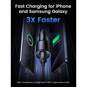 UGREEN 130W 3 Ports Fast Car Charger, for Phones, Tablets, Ipads, Laptops & MacBooks - CD293 90413