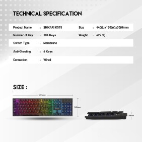 Fantech K515 SHIKARI, RGB Lighting, Wired Gaming Keyboard