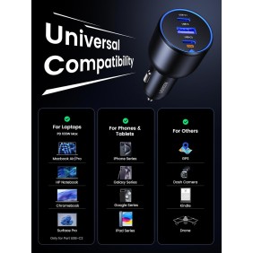 UGREEN 130W 3 Ports Fast Car Charger, for Phones, Tablets, Ipads, Laptops & MacBooks - CD293 90413