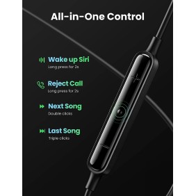 UGREEN MFI certified lightning Wired Earphones with Microphone, Noise Isolation, Powerful Bass - EP103 30631