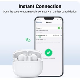 UGREEN HiTune T3 Active Noise Cancelling Wireless Earbuds, Bluetooth 5.2 Stable Connection WS106 90206 90401