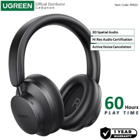 UGREEN HiTune Max 3 Wireless Headphones,  Active Noise Cancelling, 3D Spatial Audio, up to 60 Hours Battery life - HP106 90422