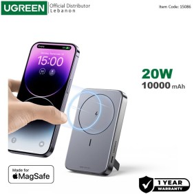 UGREEN Magsafe, Magnetic Wireless Power Bank, 20W PD, Dual Ports, 10000 mAh, Fast Charging for Phones, Tablets - PB206 15086