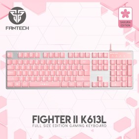 Fantech K613L FIGHTER II, Mechanical  Feel, Stylish Pink Wired Gaming Keyboard