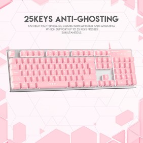 Fantech K613L FIGHTER II, Mechanical  Feel, Stylish Pink Wired Gaming Keyboard