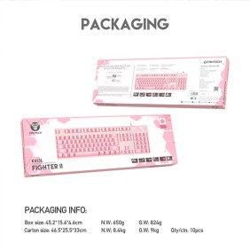 Fantech K613L FIGHTER II, Mechanical  Feel, Stylish Pink Wired Gaming Keyboard