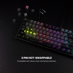 Fantech SUMI Edition MK886V2 - ATOM104, Pro Wired Mechanical Keyboard with RGB Lighting Gray