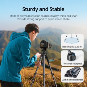 UGREEN Professional Camera Tripod Adjustable Height from 53.5 to 175cm with Mobile Phone Holder and Travel Bag - LP661 15187