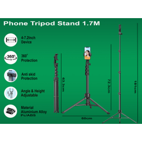 UGREEN Professional Camera Tripod Adjustable Height from 53.5 to 175cm with Mobile Phone Holder and Travel Bag - LP661 15187