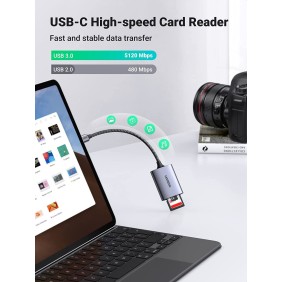 UGREEN USB-C High Speed 2-in-1 Card Reader, supPorts SD/Micro SD/TF/SDHC/SDXC/Micro SDHC/Micro SDXC/MMC - CM401 80888