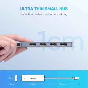 UGREEN USB-C Hub to 4 Ports USB 3.0, with power port, Stable and Secure - CM219 70336