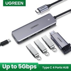 UGREEN USB-C Hub to 4 Ports USB 3.0, with power port, Stable and Secure - CM219 70336