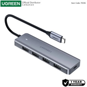 UGREEN USB-C Hub to 4 Ports USB 3.0, with power port, Stable and Secure - CM219 70336