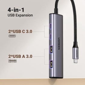 UGREEN USB-C Hub to 4 Ports, 2 USB-C + 2 USB3.0, Stable and Secure - CM473 15395