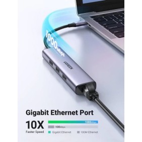 UGREEN 4 in 1 USB-C Hub to Gigabit Ethernet with 3 * USB 3.0 - CM475 60600