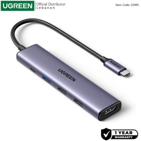 UGREEN REVODOK 5-in-1 USB-C HUB Docking Station, 1x USB3.0 + 2x USB2.0 + 4K HDMI + USB-C Power Delivery Port - CM478 15495