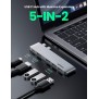 UGREEN 5-in-2 USB-C HUB Docking Station Adapter for MacBook Pro/air, 4k HDMI + 3xUSB3.0 + USB-C Power Delivery Port -CM251 60559