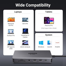 UGREEN REVODOK Dual Display 11-in-1 USB-C HUB Docking Station 3xUSB+ USB-C+ 2xHDMI+ LAN+ SD/TF+ Aux+ PD - CM681 15965