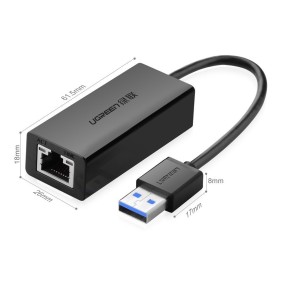 UGREEN USB 3.0 A Gigabit Ethernet Adapter - RJ45 LAN 10/100/1000Mbps - CR111 20256