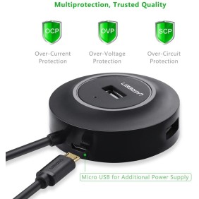 UGREEN USB 2.0 to 4- Port USB 2.0 Hub, with Power Port, Stable Transmission, 1M Cable, Data Transfer up to 480Mbps - CR106 20277