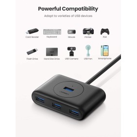 UGREEN USB 3.0 to 4- Port USB 3.0 Hub, with Power Port, Stable Transmission, 1M Cable, Data Transfer up to 5 Gbps - CR113 20291