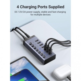 UGREEN USB 3.0 to 7- Port USB 3.0 Hub, with Power Port, 4 Fast Charging Ports Supplied, Stable Transmission - CM481 90307