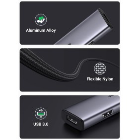 UGREEN USB 3.0 to 4- Port USB 3.0 Hub, with Type-C Power Port, Stable Transmission, Data Transfer up to 5 Gbps - CM473 20805