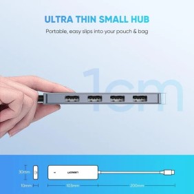 UGREEN USB 3.0 to 4- Port USB 3.0 Hub, with Type-C Power Port, Stable Transmission, Data Transfer up to 5 Gbps - CM473 20805