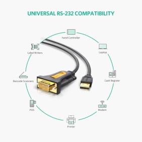 UGREEN USB to Serial DB9 RS-232 Male Adapter Cable, Available in 1M, 2M - CR104 20210 20222