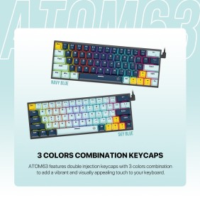 Fantech MIZU Edition MK874V2 - ATOM63, Pro Wired Mechanical Keyboard with RGB Lighting Navy Blue