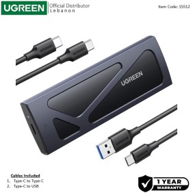 UGREEN USB-C3.1 M.2 NVMe SSD Enclosure Adapter, with Silicon Protection - CM578 15512